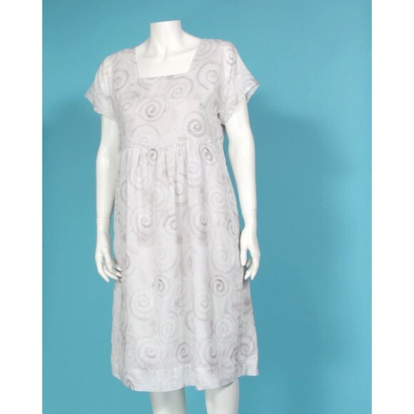 GUDRUN SJODEN Gray Swirl Cotton Short Sleeve Shift Dress sz Small /463 - Picture 2 of 6